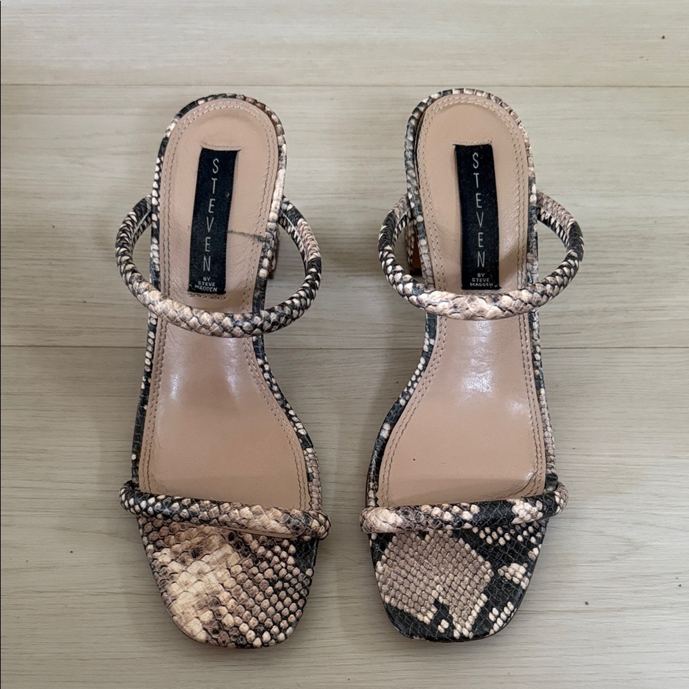 Steven Women's Snakeskin Pattern Sandals - Beige and Black size 7.5 preowned